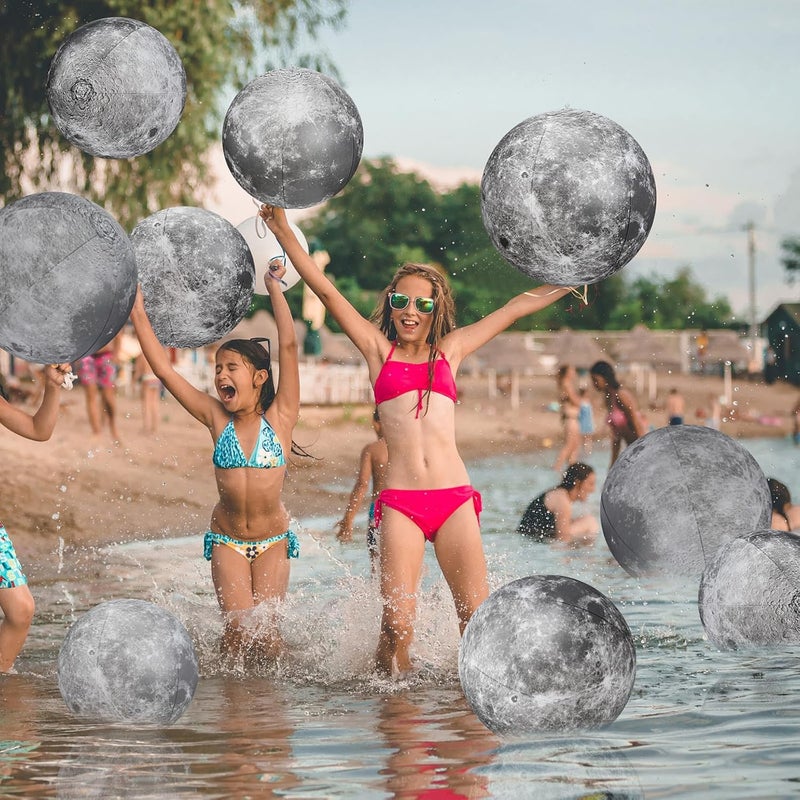 Shappy 12 Packs Moon Inflatable PVC Ball Bulk - Gray Moon Shape Science Teaching Aids Planet Beach Ball for Kid Birthday Party Classroom Planetarium (16 Inch,24 Inch) - Image 4